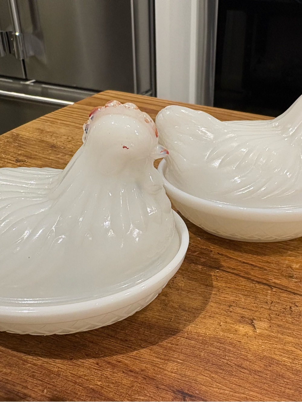 Hazel Atlas White Opalescent Milk Glass Hen on Nest Decorative Dish 2